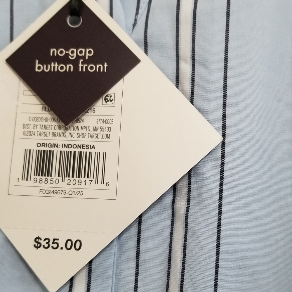 NWT Ava & Viv Blue Stripe Midi Shirt Dress Size 1X - Picture 6 of 8
